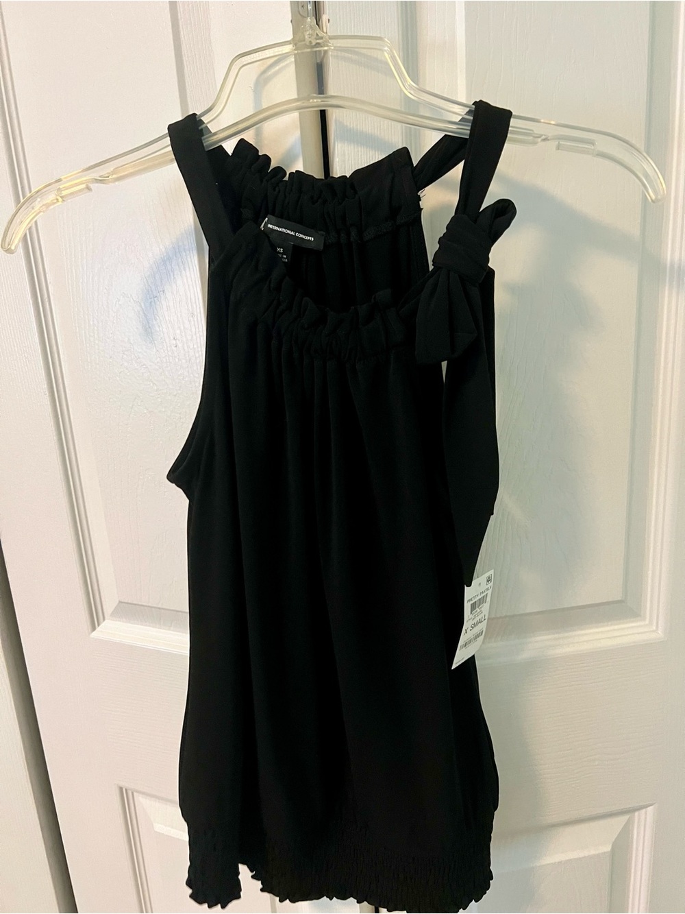 INC International Concepts Black Sleeveless Tie-Shoulder Tank Top